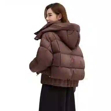 鸭鸭 休闲连帽短款舒适纯色羽绒服 女款