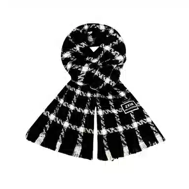 北极绒 复古流苏格子围脖冬季新款高级感韩版保暖百搭披肩两用 绒线围巾 男女同款情侣款