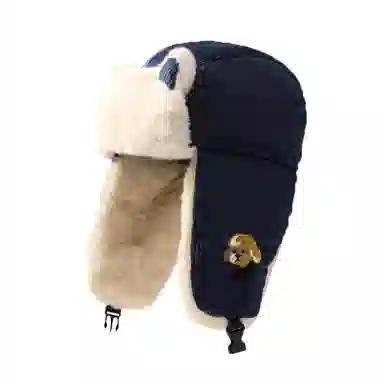 木林森 可爱小狗灯芯绒绒线帽秋冬护耳防风百搭 棉 雷锋帽 男女同款情侣款