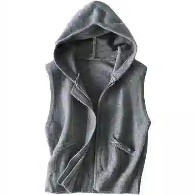 她池 时尚宽松针织休闲风叠穿马甲 女款 灰色