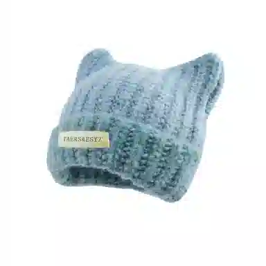 北极绒 猫耳渐变 针织套头秋冬季亚比风可爱保暖护耳显脸小冷帽 聚酯纤维 绒线帽 女款