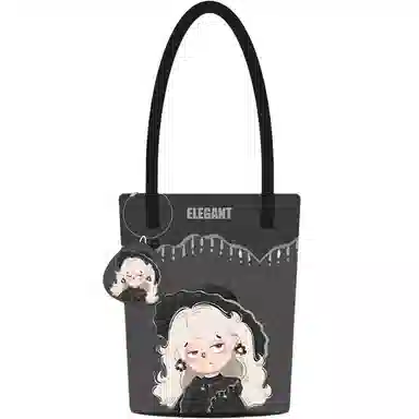 奥松 家用家居小众上班气质通勤百搭可爱布包小拎包学生 绒面科技布 水桶包单肩包 男女同款情侣款 黑色高雅曼妙