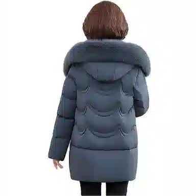 雅鹿 纯色毛领连帽中老年羽绒服 女款