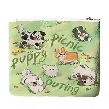 奥松 家用家居可爱学生小巧 绒面科技布 零钱包 男女同款情侣款 汪汪野餐会