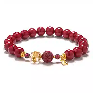 凤凰涅磐 国风白水晶紫金砂回纹串珠福牌本命年红色 纪念日 再造辰砂朱砂 手串 女款