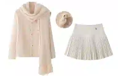 东鲸岁时记 学院风宽松韩系穿搭开衫单排扣裙装套装 女款