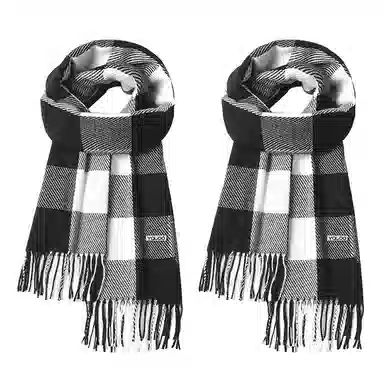 雅鹿 经典格子仿羊绒保暖加厚显白流苏披肩秋冬季防寒护颈外搭披肩两用拼色学生毛绒围脖 聚酯纤维 绒线围巾 男女同款情侣款 礼盒装