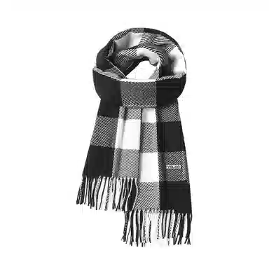 雅鹿 经典格子仿羊绒保暖加厚显白流苏披肩秋冬季防寒护颈外搭披肩两用拼色学生毛绒围脖 聚酯纤维 绒线围巾 男女同款情侣款 礼盒装