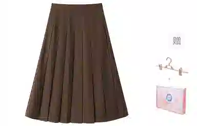 东鲸岁时记 韩系穿搭学院风格雷系纯色中长款伯克利百褶裙休闲长裙 女款 棕色裙