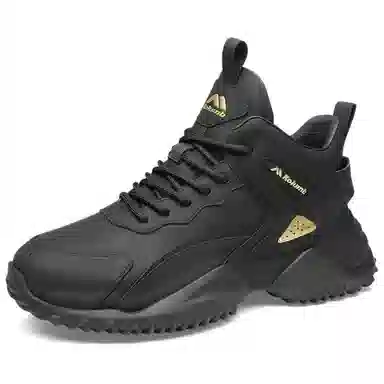 哥仑步 时尚百搭 潮流简约 防滑耐磨防水 高帮 生活休闲鞋 男款 黑金