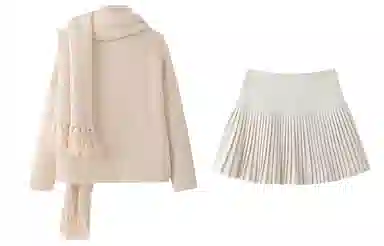 东鲸岁时记 学院风宽松韩系穿搭开衫单排扣裙装套装 女款