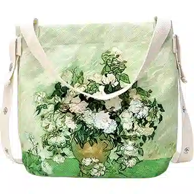 奥松 家用家居油画水桶包慵懒高级感小众文艺斜挎云朵包单肩包 帆布 帆布包手提包 男女同款情侣款 绿色