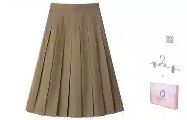 东鲸岁时记 学院风格雷系纯色中长款伯克利百褶裙休闲长裙 女款 卡其色裙