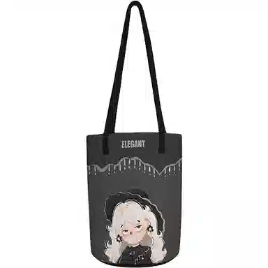 奥松 家用家居小众上班气质通勤百搭可爱布包小拎包学生 绒面科技布 水桶包单肩包 男女同款情侣款 黑色高雅曼妙