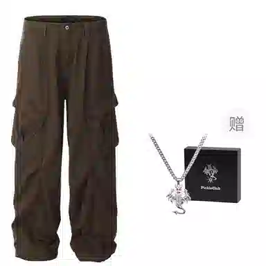 梁拌泡菜 美式高街风纯色宽松全棉工装裤 男女同款 黑色