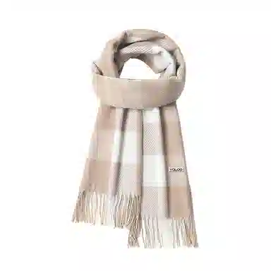 雅鹿 经典格子仿羊绒保暖加厚显白流苏披肩秋冬季防寒护颈外搭披肩两用拼色学生毛绒围脖 聚酯纤维 绒线围巾 男女同款情侣款 礼盒装