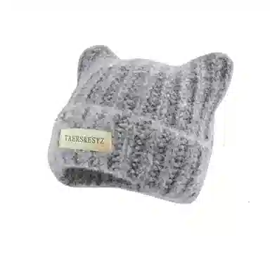 北极绒 猫耳渐变 针织套头秋冬季亚比风可爱保暖护耳显脸小冷帽 聚酯纤维 绒线帽 女款