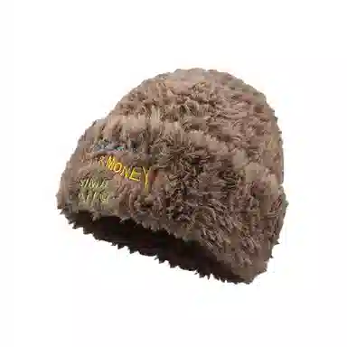 北极绒 毛茸茸针织秋冬季日系大头围加厚保暖韩版显脸小潮 聚酯纤维 绒线帽 男女同款情侣款