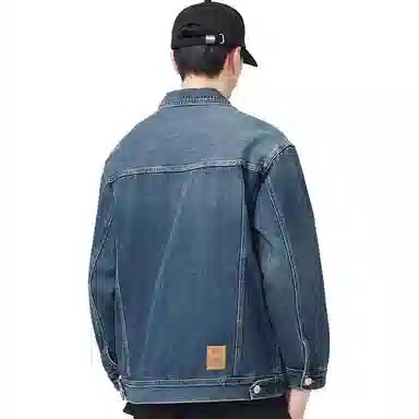 【dme】 潮牌美式时尚翻领大口袋宽松水洗单排扣牛仔外套 男女同款 蓝色