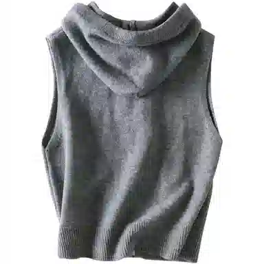 她池 时尚宽松针织休闲风叠穿马甲 女款 灰色