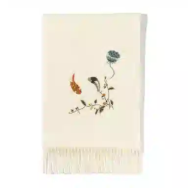 上海故事 新中式国风刺绣 鱼儿嬉戏加厚保暖 结婚喜庆 绵羊毛 绒线围巾 女款