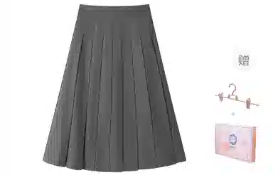 东鲸岁时记 学院风格雷系纯色中长款伯克利百褶裙休闲长裙 女款 灰色裙