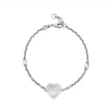 GUCCI Interlocking Heart Double G Silver Bracelet