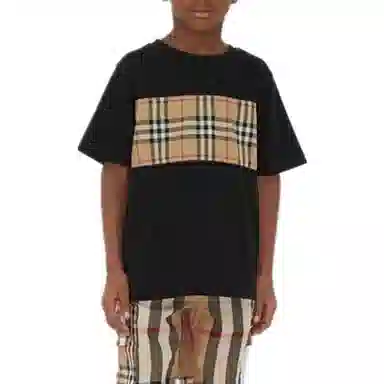 Burberry SS23 Patchwork Stripe T-Shirt Kids Black