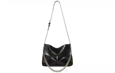 妙迪 时尚百搭休闲 牛皮 单肩包 女款 子夜黑