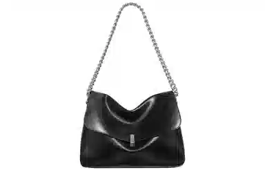 妙迪 时尚百搭休闲 牛皮 单肩包 女款 子夜黑