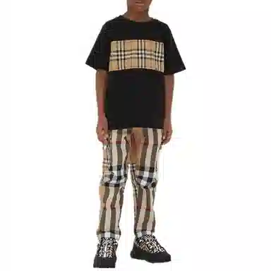Burberry SS23 Patchwork Stripe T-Shirt Kids Black
