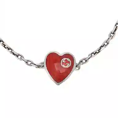 GUCCI Interlocking Heart Double G Silver Bracelet