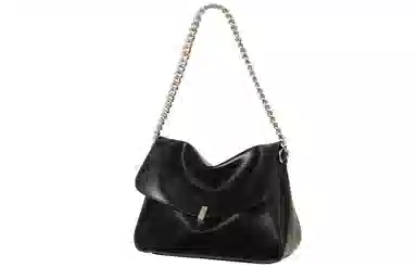 妙迪 时尚百搭休闲 牛皮 单肩包 女款 子夜黑