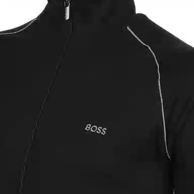 HUGO BOSS Stretch Cotton Zip Up Jacket With Logo Detail