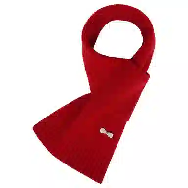 啄木鸟 日韩甜美蝴蝶结纯羊毛小  秋冬季防寒保暖交叉围脖时尚百搭针织脖套精装 绒线围巾 女款