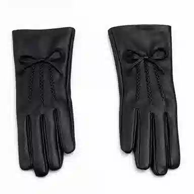 山一丸 蝴蝶结秋冬保暖服饰 头层羊皮 手套 女款