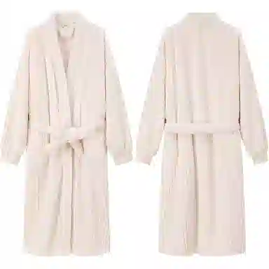 秀黛 纯色保暖透气加厚长款睡袍 男女同款