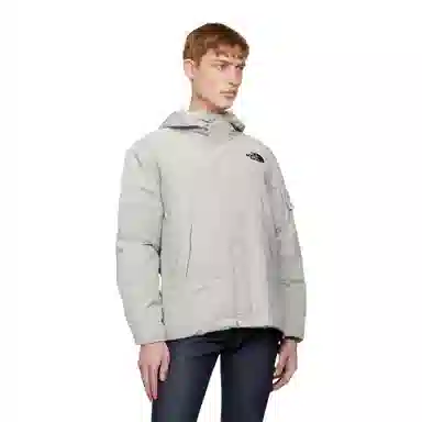 The North Face Logo Print Windbreaker Jacket Grey