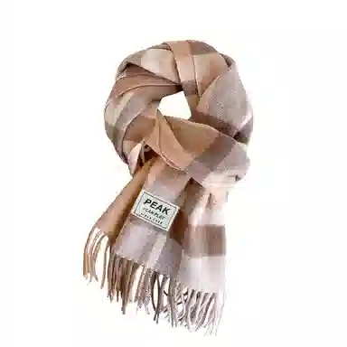 匹克 冬季防寒保暖多巴胺文艺小清新流苏披肩两用 羊仔毛 聚酯纤维 绒线围巾 男女同款情侣款 棕色/蔚蓝/粉色/米白