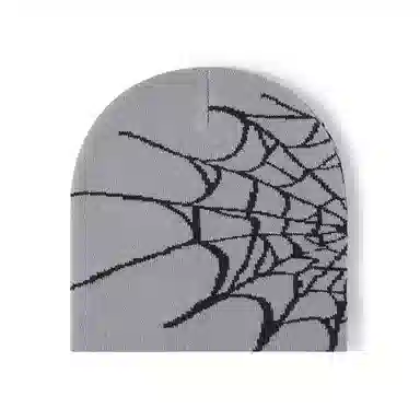 啄木鸟 蜘蛛网黑白提花针织帽户外保暖双层套头欧美冷帽 腈纶 绒线帽 男女同款情侣款