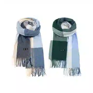 白卷 个性仿羊绒大格子 绒线围巾 男女同款情侣款