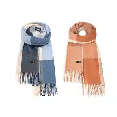 白卷 个性仿羊绒大格子 绒线围巾 男女同款情侣款