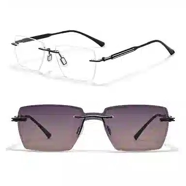 佐川 超轻时尚商务风无框眼镜 可配近视偏光墨镜夹片 开车钓鱼多场景使用 合金 光学镜架 男女同款情侣款