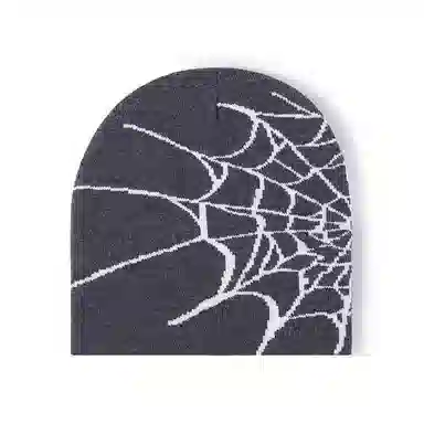 啄木鸟 蜘蛛网黑白提花针织帽户外保暖双层套头欧美冷帽 腈纶 绒线帽 男女同款情侣款