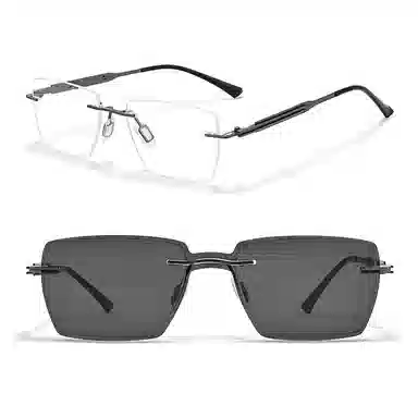 佐川 超轻时尚商务风无框眼镜 可配近视偏光墨镜夹片 开车钓鱼多场景使用 合金 光学镜架 男女同款情侣款
