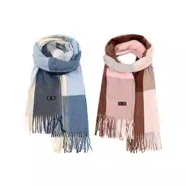 白卷 个性仿羊绒大格子 绒线围巾 男女同款情侣款