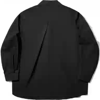 中国李宁 潮流运动系列 宽松休闲舒适立领长袖衬衫 男女同款 黑色