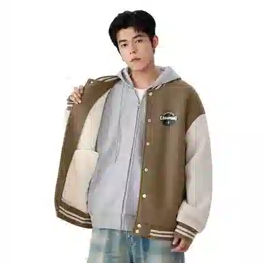 MINISO Fleece Varsity Jacket