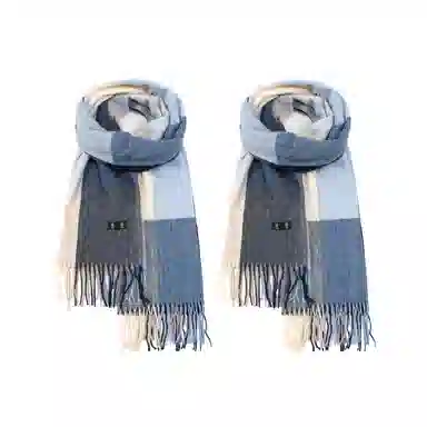 白卷 个性仿羊绒大格子 绒线围巾 男女同款情侣款