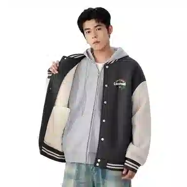 MINISO Fleece Varsity Jacket